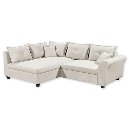 Stella Trading Liz Ecksofa mit Schlaffunktion in Ivory - Modernes Schlafsofa in L-Form für Ihr Wohnzimmer - 252 x 87 x 175 cm (B/H/T) von Stella Trading