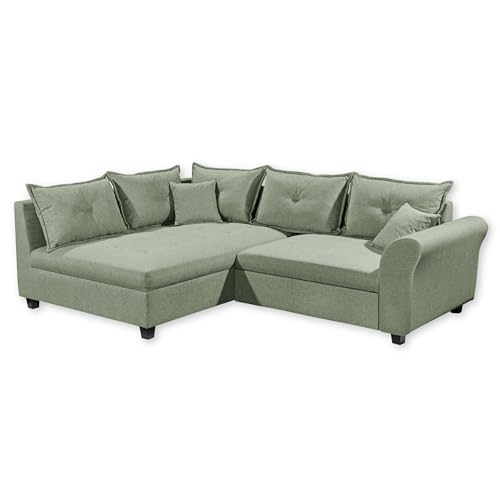 Stella Trading Liz Ecksofa mit Schlaffunktion in Olive-Modernes Schlafsofa in L-Form für Ihr Wohnzimmer, Holzwerkstoff, 252 x 87 x 175 cm von Stella Trading