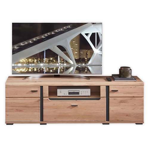 TV-Lowboard in Altesche massiv, Old Artisan Oak Optik FSC-zertifiziert - Moderner TV Schrank mit viel Stauraum für Ihr Wohnzimmer - 180 x 55 x 42 cm (B/H/T) von Stella Trading