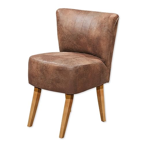 Stella Trading MARCEL Cocktailsessel mit Massivholz Füßen und Microvelours Bezug, Hellbraun - Bequemer Loungesessel mit gefedertem Sitz gepolstertem Rücken - 64 x 81 x 66 cm (B/H/T) von Stella Trading