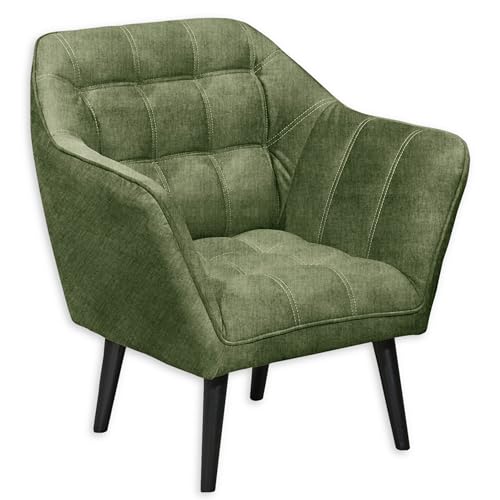 MAX Loungesessel mit Armlehnen, Winter Moss - Bequemer Sessel gepolstert mit schwarzen Massivholz Füßen für Esszimmer & Wohnzimmer - 84 x 87 x 70 cm (B/H/T) MAX Loungesessel mit Armlehnen, Winter Moss - Bequemer Sessel gepolstert mit schwarzen Massivholz Füßen für Esszimmer & Wohnzimmer - 84 x 87 x 70 cm (B/H/T) von Stella Trading
