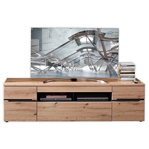 Stella Trading MEMPHIS TV-Lowboard in Artisan Eiche Optik, Graphit - Moderner TV Schrank mit Schublade und viel Stauraum für Ihr Wohnzimmer - 192 x 53 x 47 cm (B/H/T) von Stella Trading