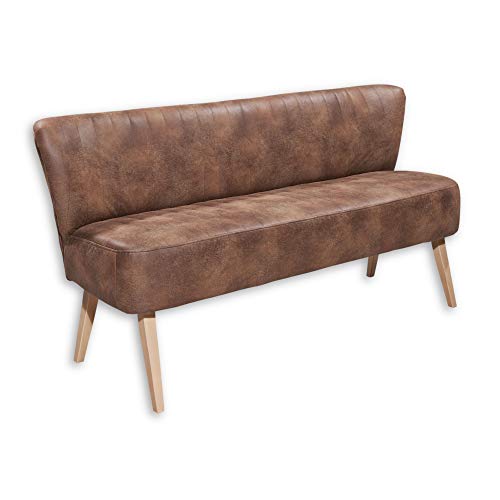Stella Trading MARCEL Esszimmerbank mit Rückenlehne, Massivholz Füßen & Microvelours Bezug, Hellbraun - Bequeme 3-Sitzer Sitzbank mit gefedertem Sitz - 184 x 87 x 66 cm (B/H/T) Stella Trading MARCEL Esszimmerbank mit Rückenlehne, Massivholz Füßen & Microvelours Bezug, Hellbraun - Bequeme 3-Sitzer Sitzbank mit gefedertem Sitz - 184 x 87 x 66 cm (B/H/T) von Stella Trading