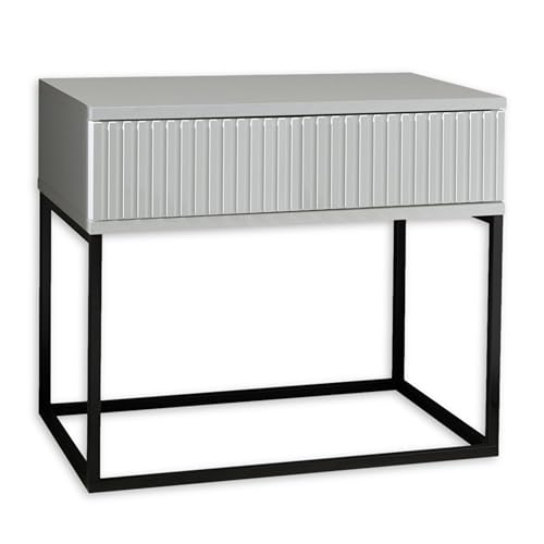 MARLE Nachttisch in Weiß - Moderner Nachtschrank mit Schublade und schwarzem Metallgestell - 60 x 52 x 38,5 cm (B/H/T) MARLE Nachttisch in Weiß - Moderner Nachtschrank mit Schublade und schwarzem Metallgestell - 60 x 52 x 38,5 cm (B/H/T) von Stella Trading