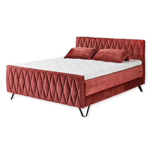 Stella Trading Marsala Boxspringbett 180x200, Chianti - Bequemes Doppelbett mit 9-Zonen-Federkern Matratze & Gelschaum Topper - 188 x 102 x 213 cm (B/H/T) von Stella Trading