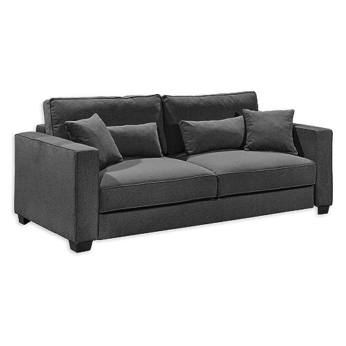 Stella Trading Melvin Bequemes Schlafsofa mit Bettkasten, Stoffbezug Anthrazit - Ausziehbares Sofa mit Schlaffunktion - 232 x 92 x 115 cm (B/H/T) von Stella Trading