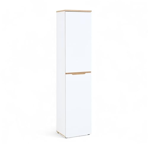 Stella Trading Memphis Aktenschrank in Weiß, Artisan Eiche Optik - Moderner Büroschrank - 45 x 197 x 38 cm (B/H/T) von Stella Trading