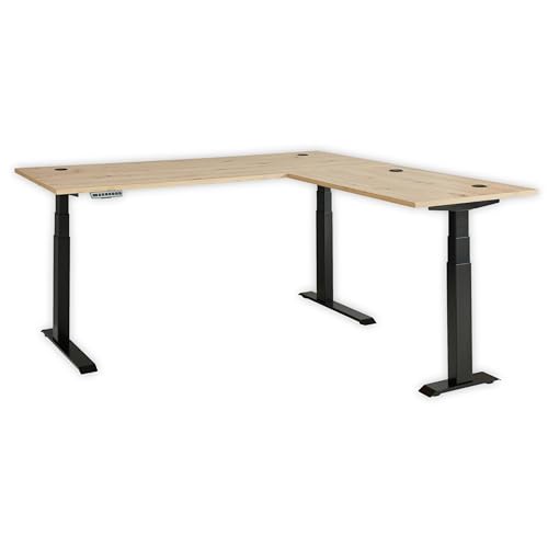 Stella Trading Memphis Moderner Eckschreibtisch höhenverstellbar elektrisch, Verstellbarer Bürotisch mit Memory Funktion & Metallgestell, Holzwerkstoff, Artisan Eiche/Graphit von Stella Trading