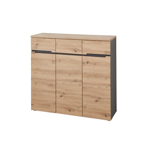 Stella Trading MEMPHIS Schuhschrank in Artisan Eiche Optik, Graphit - Modernes Schuhregal mit viel Stauraum für Ihre Schuhe - 120 x 107 x 38 cm (B/H/T) von Stella Trading