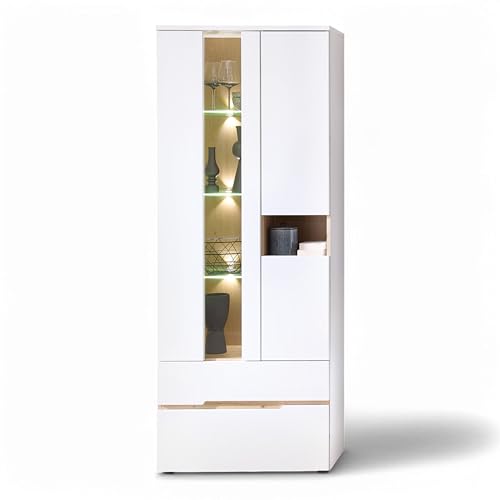 Memphis Couchtisch in Weiß, Artisan Eiche Optik - Moderner Sofatisch mit Schubladen & Ablage für Ihren Wohnbereich - 110 x 40 x 65 cm (B/H/T) von Stella Trading