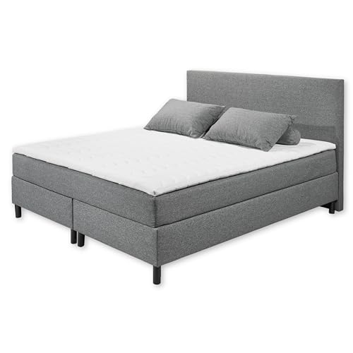 MERAN 2 Boxbett 180x200 in Anthrazit - Bequemes Doppelbett mit Tonnentaschenfederkern & Komfortschaum Topper - 180 x 112 x 210 cm (B/H/T) von Stella Trading