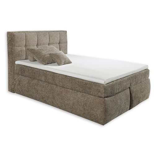 Stella Trading Michigan 6 Boxspringbett 140x220, Stone - Bequemes Doppelbett mit 7-Zonen Federkern Wendematratze & Kaltschaum Topper - 150 x 128 x 245 cm (B/H/T) von Stella Trading