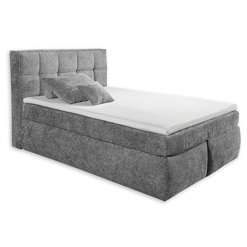 Stella Trading Michigan 6 Boxspringbett 160x200, Stahlgrau - Bequemes Doppelbett mit 7-Zonen Federkern Wendematratze & Kaltschaum Topper - 170 x 128 x 225 cm (B/H/T) von Stella Trading