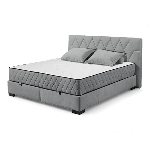 NAGOL B Boxbett 180x200, Anthrazit - Bequemes Doppelbett mit Bettkasten und Premium 9-Zonen-Federkern Wendematratze - 205 x 114 x 214 cm (B/H/T) NAGOL B Boxbett 180x200, Anthrazit - Bequemes Doppelbett mit Bettkasten und Premium 9-Zonen-Federkern Wendematratze - 205 x 114 x 214 cm (B/H/T) von Stella Trading