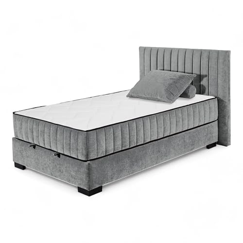 Stella Trading NAGOL C Boxbett 120x200, Anthrazit - Bequemes Bett mit Bettkasten und Premium 9-Zonen-Federkern Wendematratze - 145 x 114 x 214 cm (B/H/T) Stella Trading NAGOL C Boxbett 120x200, Anthrazit - Bequemes Bett mit Bettkasten und Premium 9-Zonen-Federkern Wendematratze - 145 x 114 x 214 cm (B/H/T) von Stella Trading