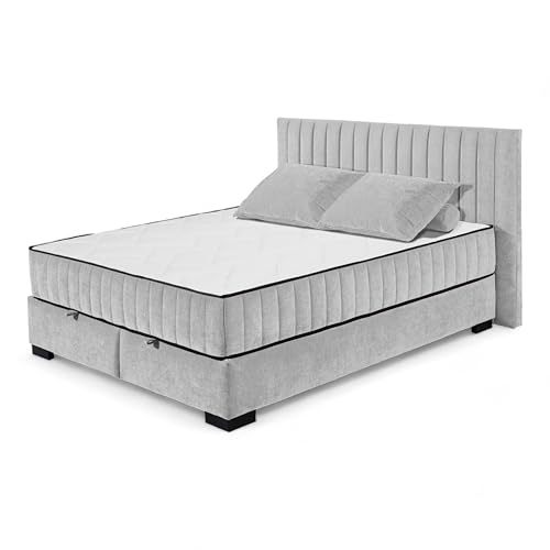 Stella Trading NAGOL C Boxbett 160x200, Silber - Bequemes Doppelbett mit Bettkasten und Premium 9-Zonen-Federkern Wendematratze - 185 x 114 x 214 cm (B/H/T) Stella Trading NAGOL C Boxbett 160x200, Silber - Bequemes Doppelbett mit Bettkasten und Premium 9-Zonen-Federkern Wendematratze - 185 x 114 x 214 cm (B/H/T) von Stella Trading