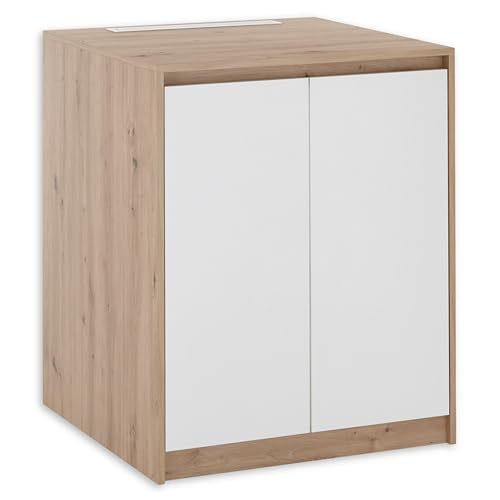 Stella Trading NERJA Waschmaschinenschrank mit Türen, Artisan Eiche Optik/Weiß - Waschmaschinenumbauschrank für Badezimmer & Hauswirtschaftsraum - 75 x 93 x 68 cm (B/H/T) von Stella Trading