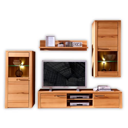 Stella Trading Nature Plus Wohnwand Komplett-Set teil-massiv aus Kernbuchenholz - Moderne Schrankwand für Ihr Wohnzimmer - 260 x 194 x 45 cm (B/H/T) von Stella Trading