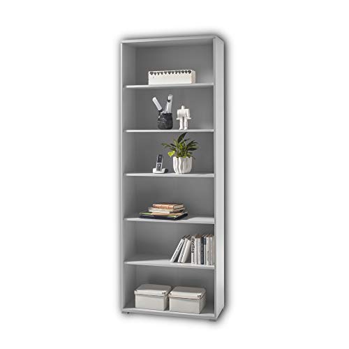 Stella Trading OFFICE LUX Aktenschrank abschließbar, grau mit graphit lackierter Glasfront - Büroschrank mit Schubladen & Türen - Modernes Büromöbel Komplettset - 79 x 220 x 35 cm (B/H/T) von Stella Trading