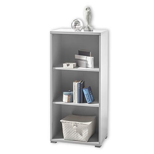 Stella Trading OFFICE LUX Aktenregal, grau - Kleines Standregal mit 3 offenen Fächern - Modernes Büromöbel Komplettset - 52 x 114 x 35 cm (B/H/T) von Stella Trading