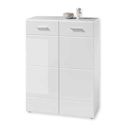 Stella Trading ORLANDO Schuhschrank in Weiß Hochglanz - Modernes Schuhregal mit viel Stauraum für Ihre Schuhe - 90 x 122 x 40 cm (B/H/T) von Stella Trading