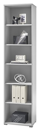 OFFICE LUX Aktenregal, grau - Schmales Standregal mit 6 offenen Fächern - Modernes Büromöbel Komplettset - 52 x 220 x 35 cm (B/H/T) von Stella Trading