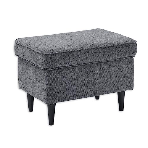 Stella Trading Oskar Fußhocker gepolstert, Anthrazit - Vintage Polsterhocker für Sessel, Couch und Sofa - 63 x 43 x 42 cm (B/H/T) von Stella Trading