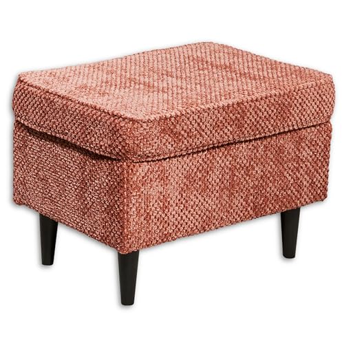 OSKAR Fußhocker gepolstert, Coral - Vintage Polsterhocker für Sessel, Couch und Sofa - 63 x 43 x 42 cm (B/H/T) von Stella Trading