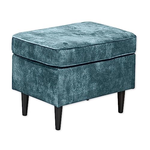 OSKAR Fußhocker gepolstert, Smoke Blue - Vintage Polsterhocker für Sessel, Couch und Sofa - 63 x 43 x 42 cm (B/H/T) von Stella Trading