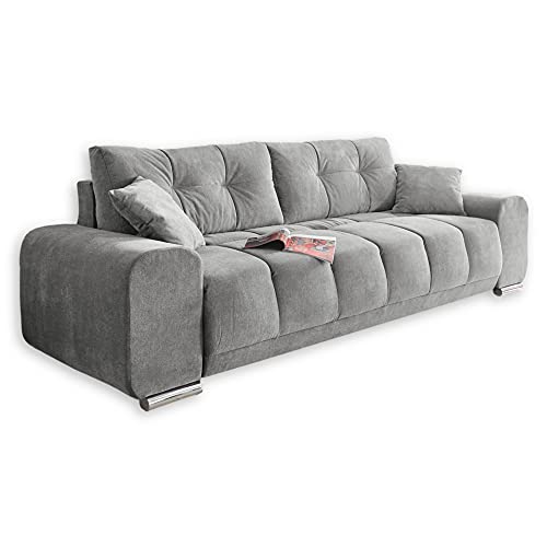 Stella Trading PACO Bequemes Schlafsofa mit Bettkasten, Stoffbezug Schlamm - Klappbares Sofa mit Schlaffunktion und dekorativer Steppung - 260 x 95 x 90 cm (B/H/T) von Stella Trading