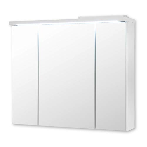 POOL Spiegelschrank Bad mit LED-Beleuchtung in Artisan Eiche Optik, Weiß - Moderner Badezimmerspiegel Schrank mit viel Stauraum - 60 x 68 x 20 cm (B/H/T) von Stella Trading