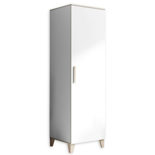 Stella Trading PRIZZI Babyzimmer Kleiderschrank in Weiß/Aurum Optik - Vielseitiger Drehtürenschrank mit viel Stauraum - 60 x 200 x 55 cm (B/H/T) von Stella Trading