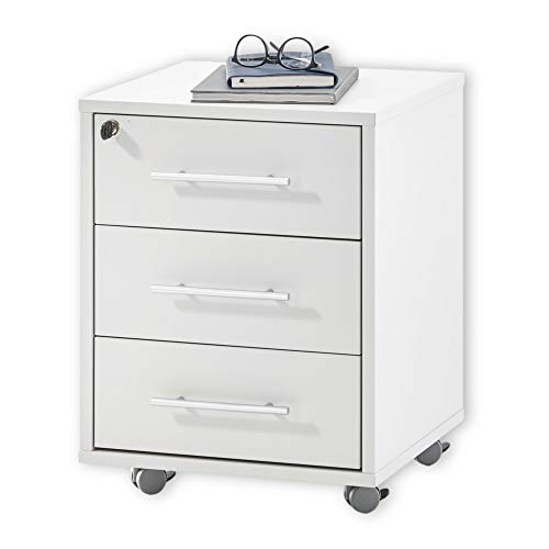 Stella Trading PRONTO Rollcontainer abschließbar, lichtgrau - Mobiler Büroschrank mit 3 Schubladen - Modernes Büromöbel Komplettset - 43 x 56 x 42 cm (B/H/T) von Stella Trading