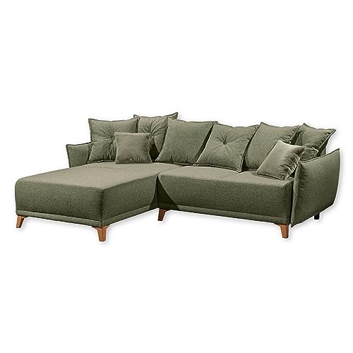 PAMPLONA Ecksofa mit Schlaffunktion, Grün - Moderne Eckcouch in L-Form mit Bettkasten - 255 x 91 x 185 cm (B/H/T) von Stella Trading