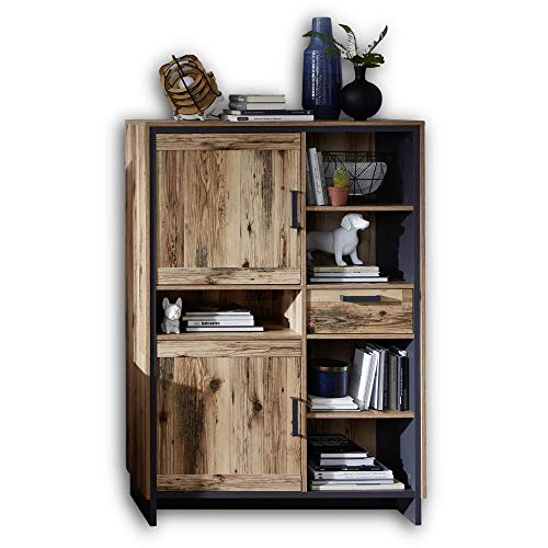 Stella Trading Prato Highboard in Alpine Lodge Optik - ausdrucksstarkes Highboard mit viel Stauraum für Ihren Wohnbereich - 100 x 146 x 38 cm (B/H/T) von Stella Trading