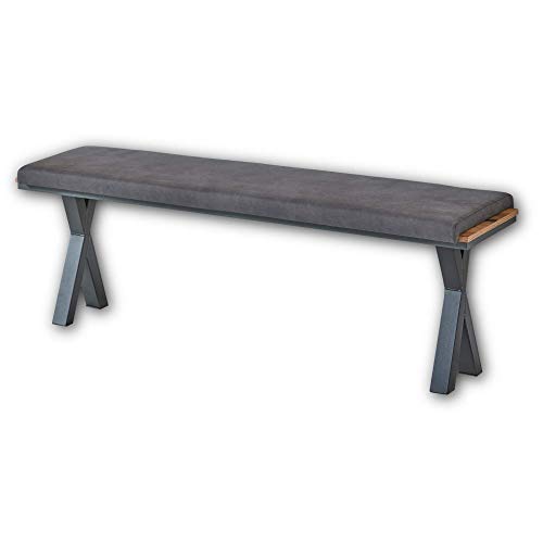 Stella Trading Prato Sitzbank in Alpine Lodge Optik - bequeme Sitzbank in Leder-Optik für Ihr Wohn- & Esszimmer - 166 x 51 x 41 cm (B/H/T) von Stella Trading