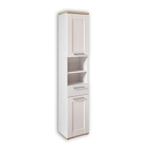 Stella Trading ROMANCE Badezimmer Hochschrank in Sibiu Lärche / San Remo Optik - Badezimmerschrank Bad Schrank mit viel Stauraum - 38 x 190 x 32 cm (B/H/T) von Stella Trading