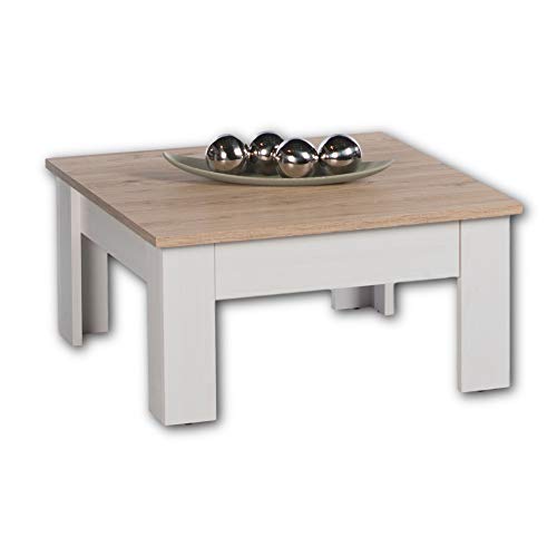 Stella Trading ROMANCE Mini Couchtisch mit Schublade in San Remo & Sibiu Lärche Optik - Sofatisch im Landhausstil für Ihren Wohnbereich - 78 x 40 x 78 cm (B/H/T) von Stella Trading