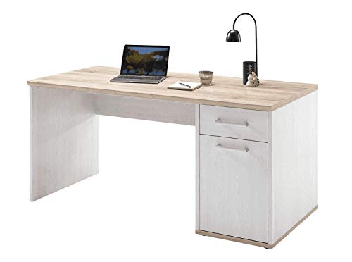 Stella Trading ROMANCE Schreibtisch mit Schublade in Sibiu Lärche Optik, San Remo - Moderner Bürotisch Computertisch mit großer Arbeitsfläche - 160 x 76 x 73 cm (B/H/T) von Stella Trading