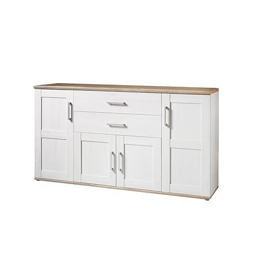 Stella Trading ROMANCE Sideboard in Sibiu Lärche / Eiche San Remo Optik - Landhausstil Kommode mit viel Stauraum für Ihr Wohnzimmer - 186 x 100 x 46 cm (B/H/T) von Stella Trading
