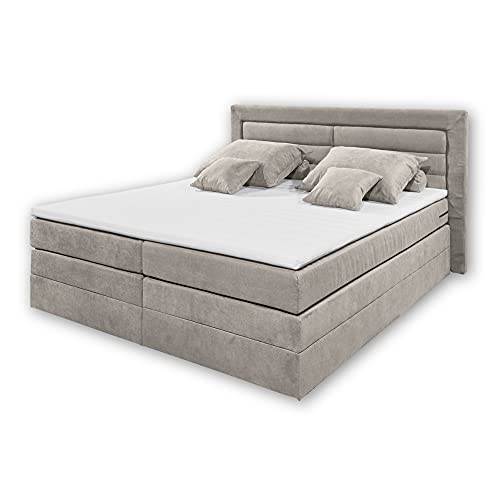 Stella Trading SABA 2 Boxspringbett 180x200 mit Bettkasten, Elephant - Modernes Doppelbett mit 7-Zonen-Federkern Matratze & Komfortschaum Topper - 201 x 114 x 210 cm (B/H/T) von Stella Trading