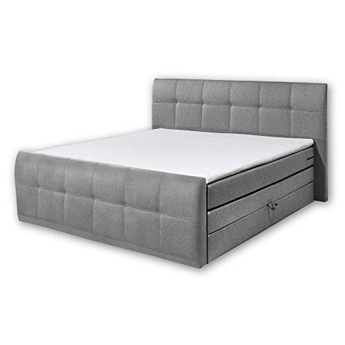 Stella Trading SACRAMENTO B1 Boxspringbett 180x200 mit Bettkasten, Grau - Bequemes Doppelbett mit Bonell-Federkern Matratze H2 & Komfortschaum Topper - 200 x 114 x 220 cm (B/H/T) von Stella Trading