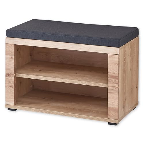 Stella Trading SONOS Schuhbank in Altesche massiv, Old Artisan Oak Optik FSC-Zertifiziert - Moderne Sitzbank mit Stauraum für Ihren Flur - 80 x 53 x 40 cm (B/H/T) von Stella Trading