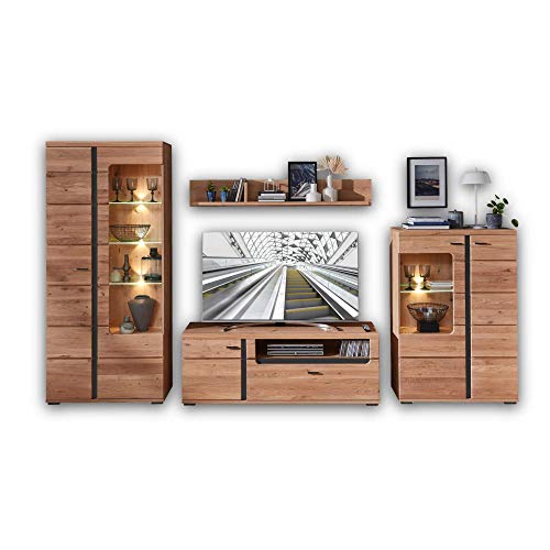 Stella Trading SONOS Wohnwand Komplett-Set aus Artisan Eiche teil-massiv - Schrankwand für Ihr Wohnzimmer - 360 x 203 x 43 cm (B/H/T) von Stella Trading