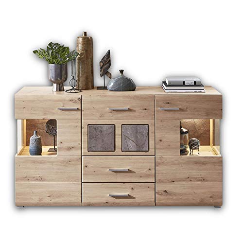 Stella Trading SPIDER PLUS Sideboard in Artisan-Eiche Optik, Caspio - Moderne & ausdrucksstarke Kommode für Ihren Wohnbereich, 170 x 94 x 42 cm (B/H/T) von Stella Trading