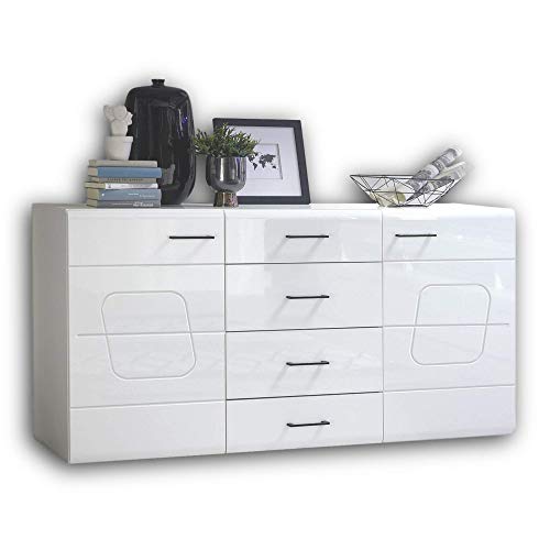 Stella Trading SPIRIT PLUS Sideboard in Hochglanz Weiß - Moderne Kommode mit viel Stauraum für Ihr Wohnzimmer - 170 x 94 x 42 cm (B/H/T) von Stella Trading