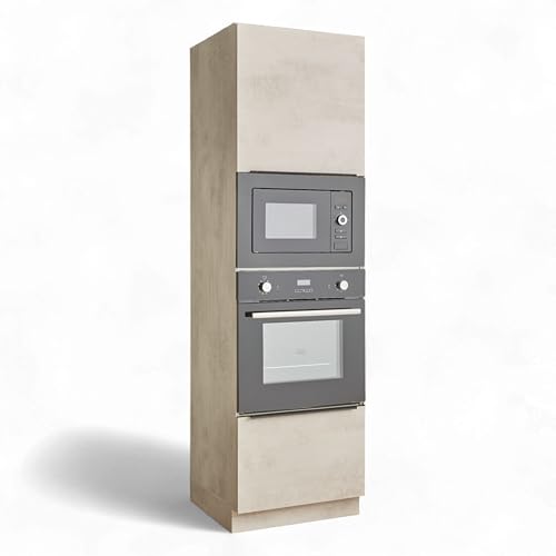 Stella Trading Sanibel Einbauschrank für Backofen und Mikrowelle in Chromix Weiß FSC-Zertifiziert - Geräumiger Hochschrank Küchenschrank mit viel Stauraum - 60 x 210 x 58 cm (B/H/T) von Stella Trading