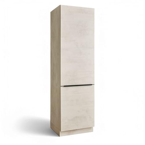 Stella Trading Sanibel Einbauschrank für Kühlschrank in Chromix Weiß FSC-Zertifiziert - Geräumiger Hochschrank Küchenschrank mit viel Stauraum - 60 x 210 x 58 cm (B/H/T) von Stella Trading