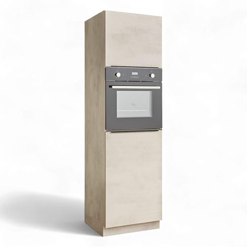Stella Trading Sanibel Einbauschrank für Kühlschrank und Backofen in Chromix Weiß FSC-Zertifiziert - Geräumiger Hochschrank Küchenschrank mit viel Stauraum - 60 x 210 x 58 cm (B/H/T) von Stella Trading