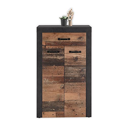 Stella Trading Schuhschrank in Old Wood Optik, Betonoxid - Modernes Schuhregal mit viel Stauraum für Ihre Schuhe - 68 x 114 x 37 cm (B/H/T) von Stella Trading